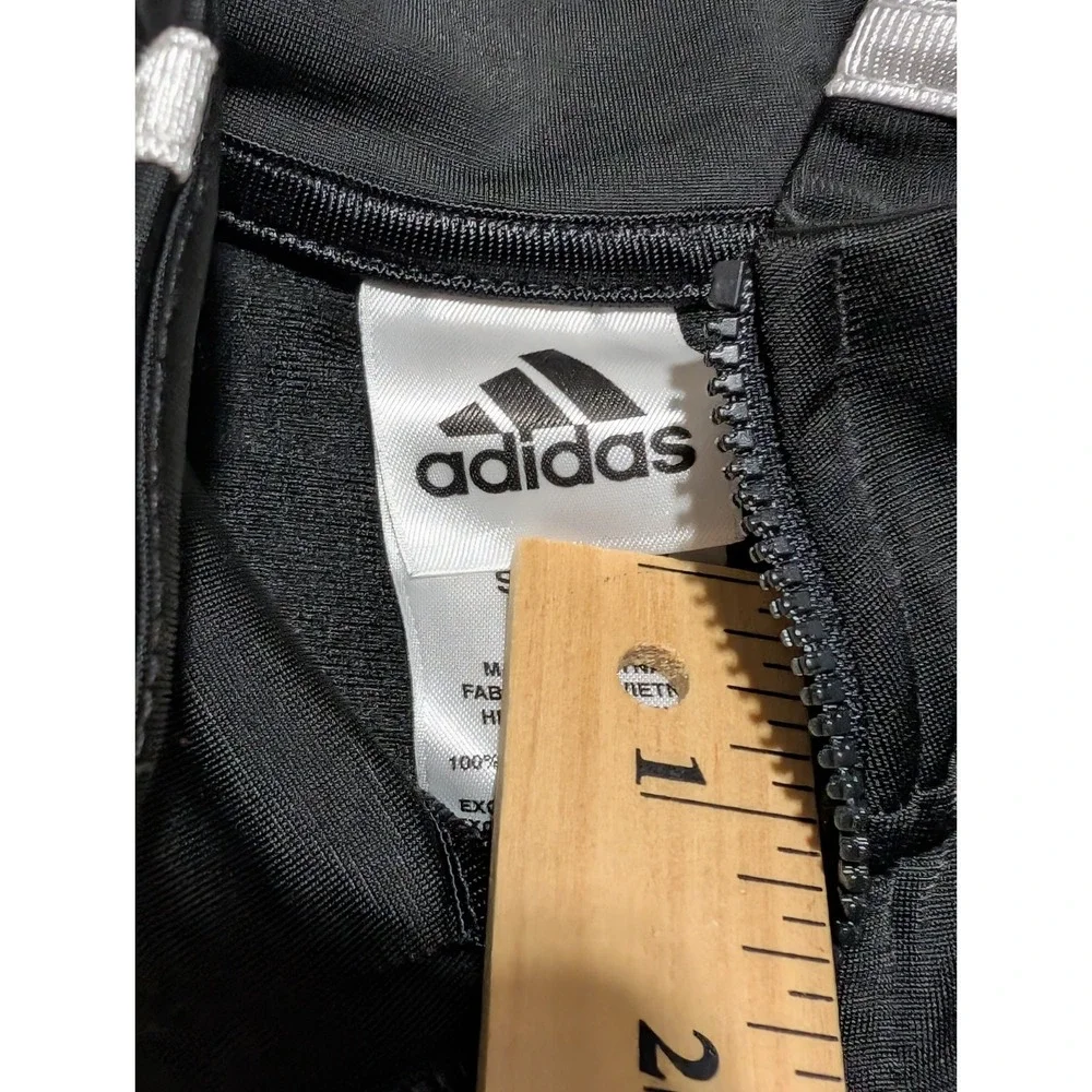 Adidas 3 Stripe Boys S 7/8 Black White Zip Up Sports Track Jacket W/Pockets‎